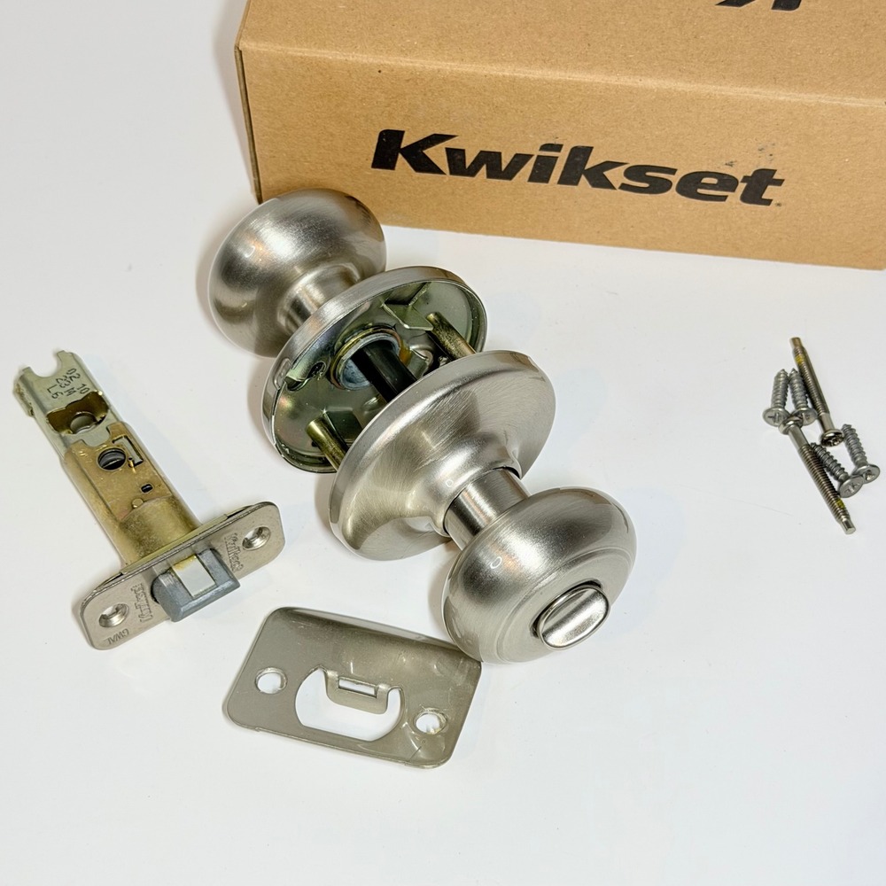 Kwikset Tylo Privacy Door Knob Satin Nickel Interior Bed Bath Lock Set